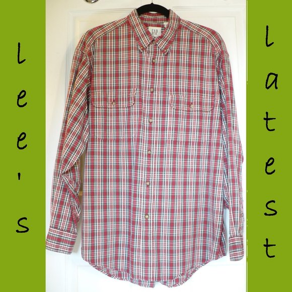 GAP Other - GAP Men's Red Green Cotton Plaid Button Down Shirt